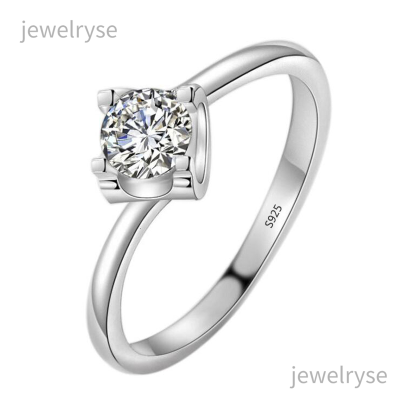 Vintage 925 Sterling Silver Wedding Engagement Ring CZ Zircon Anniversary Party Ring for Women Fashion Ring XR408