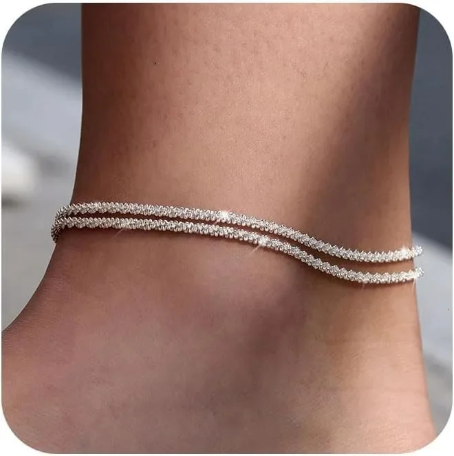 Gold Silver Plated Ankle Bracelets for Women Waterproof Anklet for Women Adjustable Figaro Beaded Anklet Beach Jewelry for Women 250617