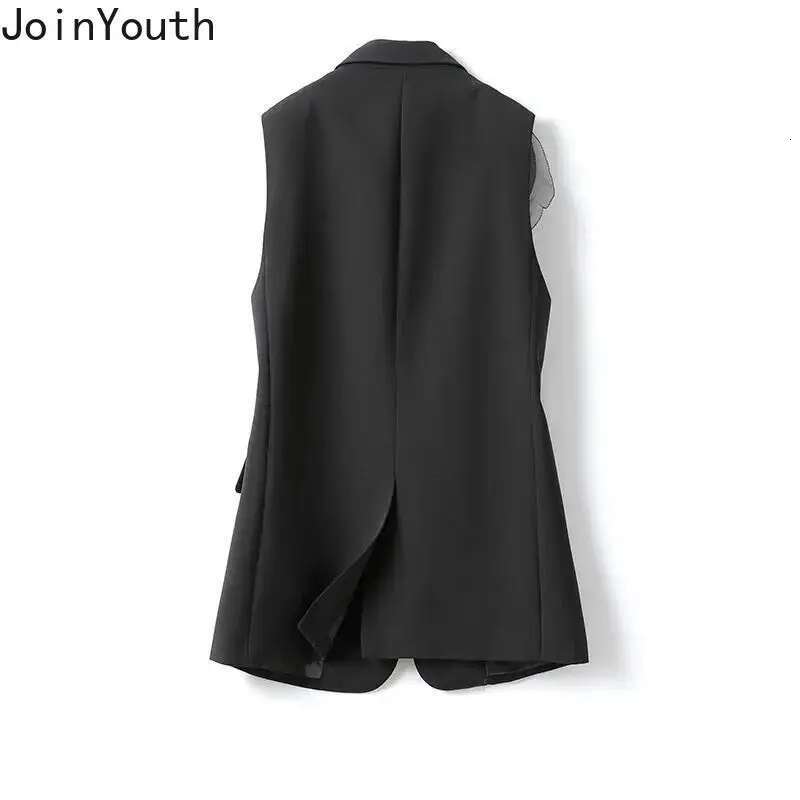 Black Vest Sleeveless Coat Women Patchwork Chiffon Ruffles Waistcoats Temperament Tops Chic Korean Tanks Chalecos Para Mujer