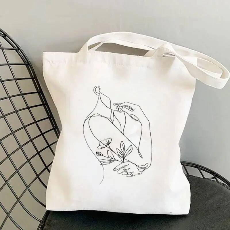 DHGM Abstract Face Print Women Shoulder Canvas Tote Bag Daily Casual Storage Pouch Eco Reusable Handbag Shopping Shopper Bags