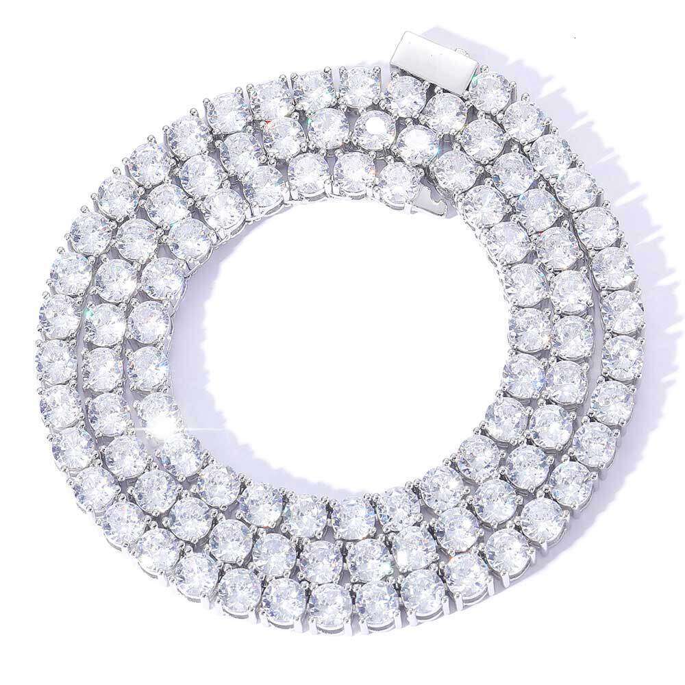 Trendy Spring Buckle Tennis Chain Zircon Single Row Dia Hip-Hop Men's Necklace Jewelry ba1b
