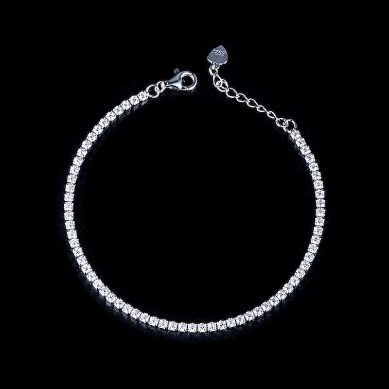 925 Sterling Silver Charm Ankle Bracelets Anklet Tennis Ankles Chain Valentines Day Gifts Rhodium Plated Jewelry for Women