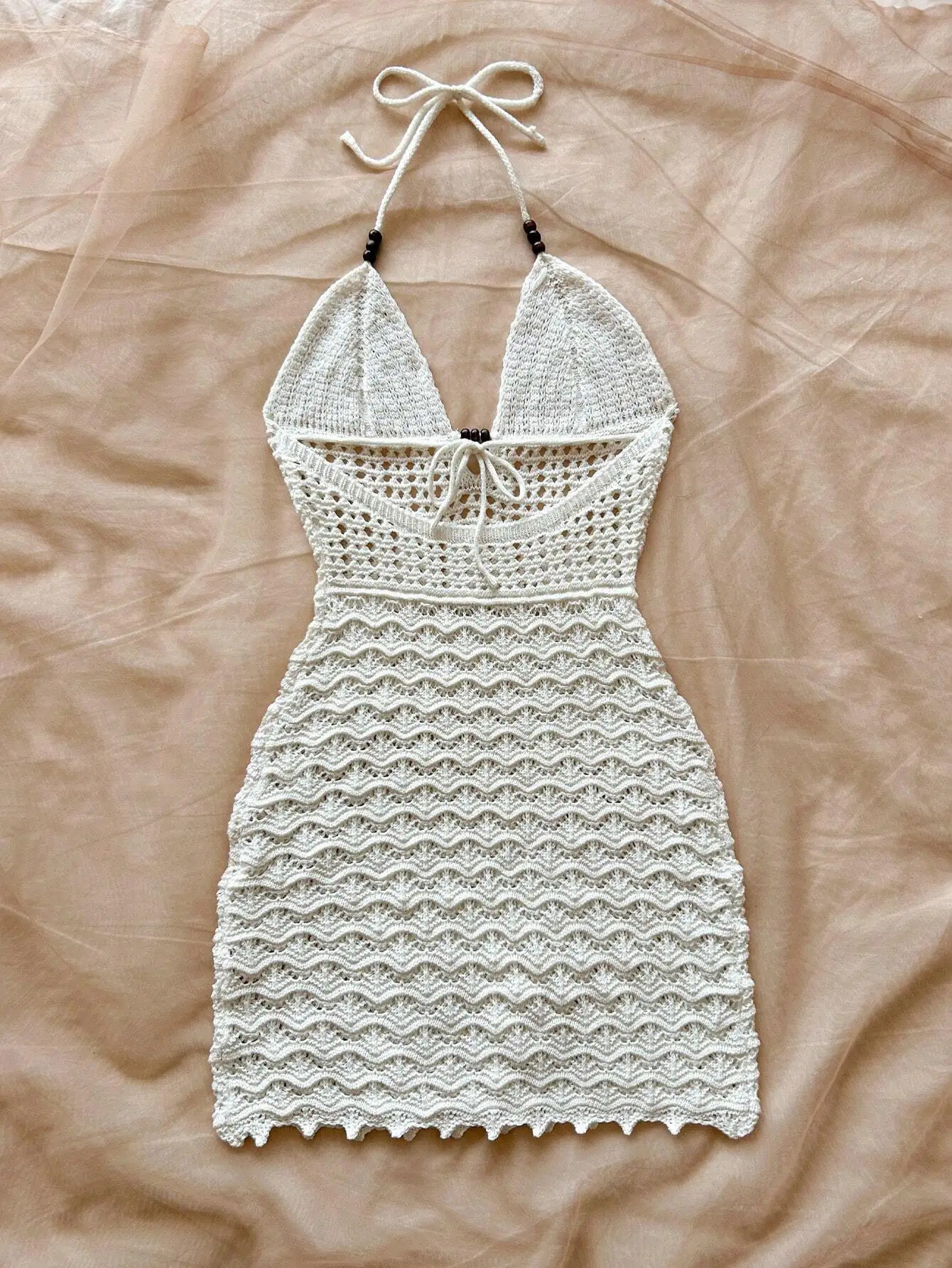 Soleia Summer Sexy VNeck HollowOut Wooden Beads Fitted Dress Vacation Spaghetti Strap Backless Ombre Knitted Suitable 250616