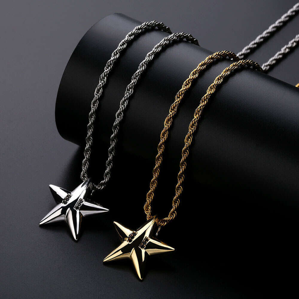 Live Streaming Hot-Selling Accessories Five-Pointed Star Hip-Hop Unisex Pendant Gold-Plated Jewelry Necklace