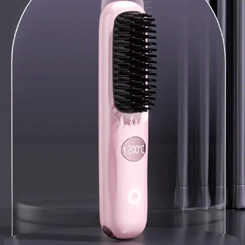 Hair Straightener Brush USB Charging Smoothing Hair Brush Portable Hair Straightener Hair Straightener Straightening Brush forXJ250621