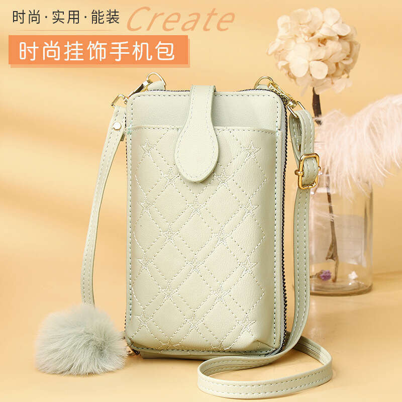 Phone for Women Korean Style Crossbody Large Capacity Ladies Wallet with Zipper Soft Leather Shoulder Bag