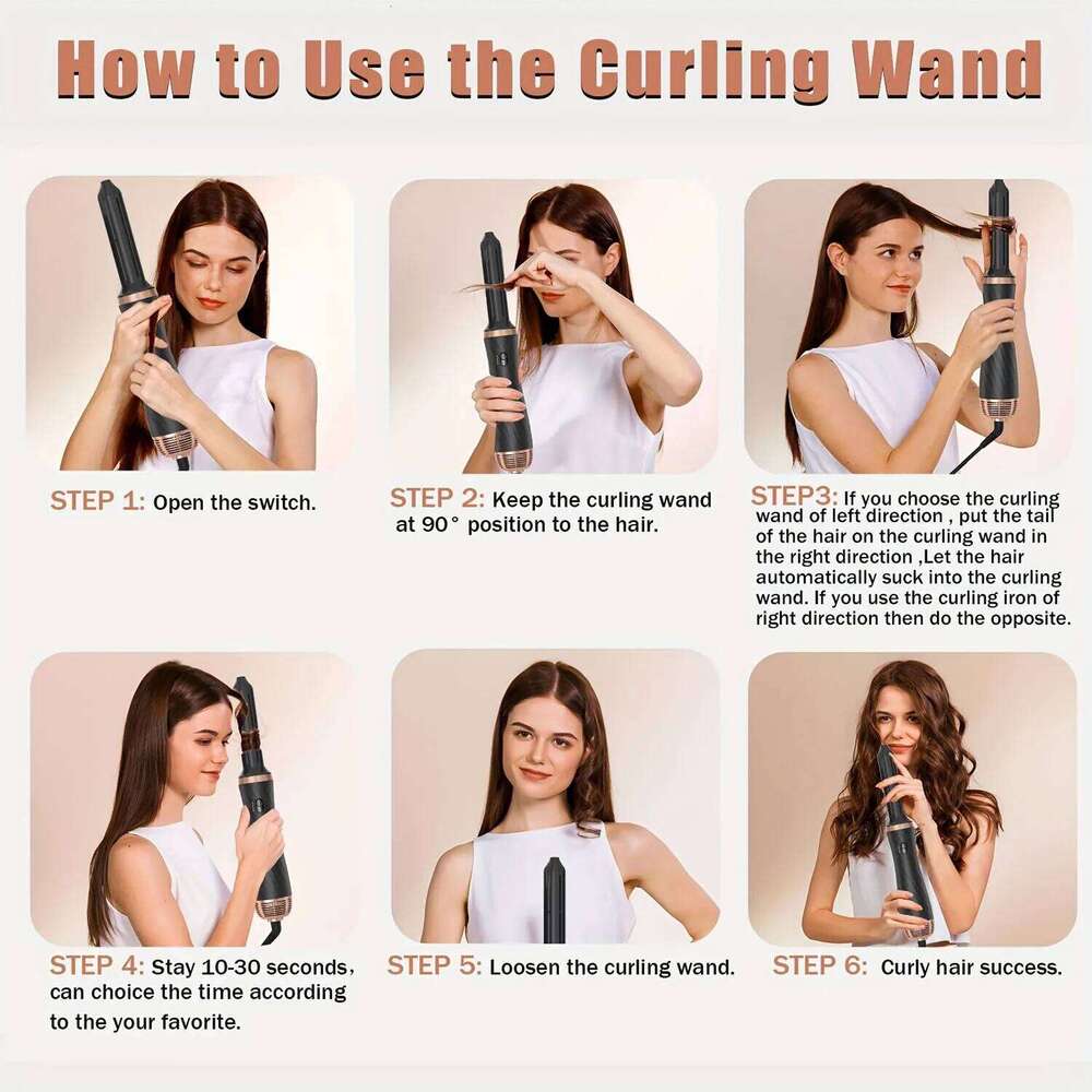 5 In 1 Detachable Blow Dryer Ionic Hot Styling Comb Ceramic Hair Straightener Thermal Brush Air Curler Wand