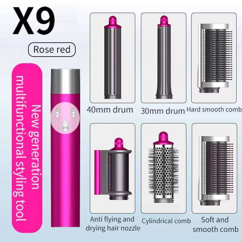 6 In1 Multi Iron Professional Straightener Curling Barrel Brush Dryer Salon Hair Styler Tool