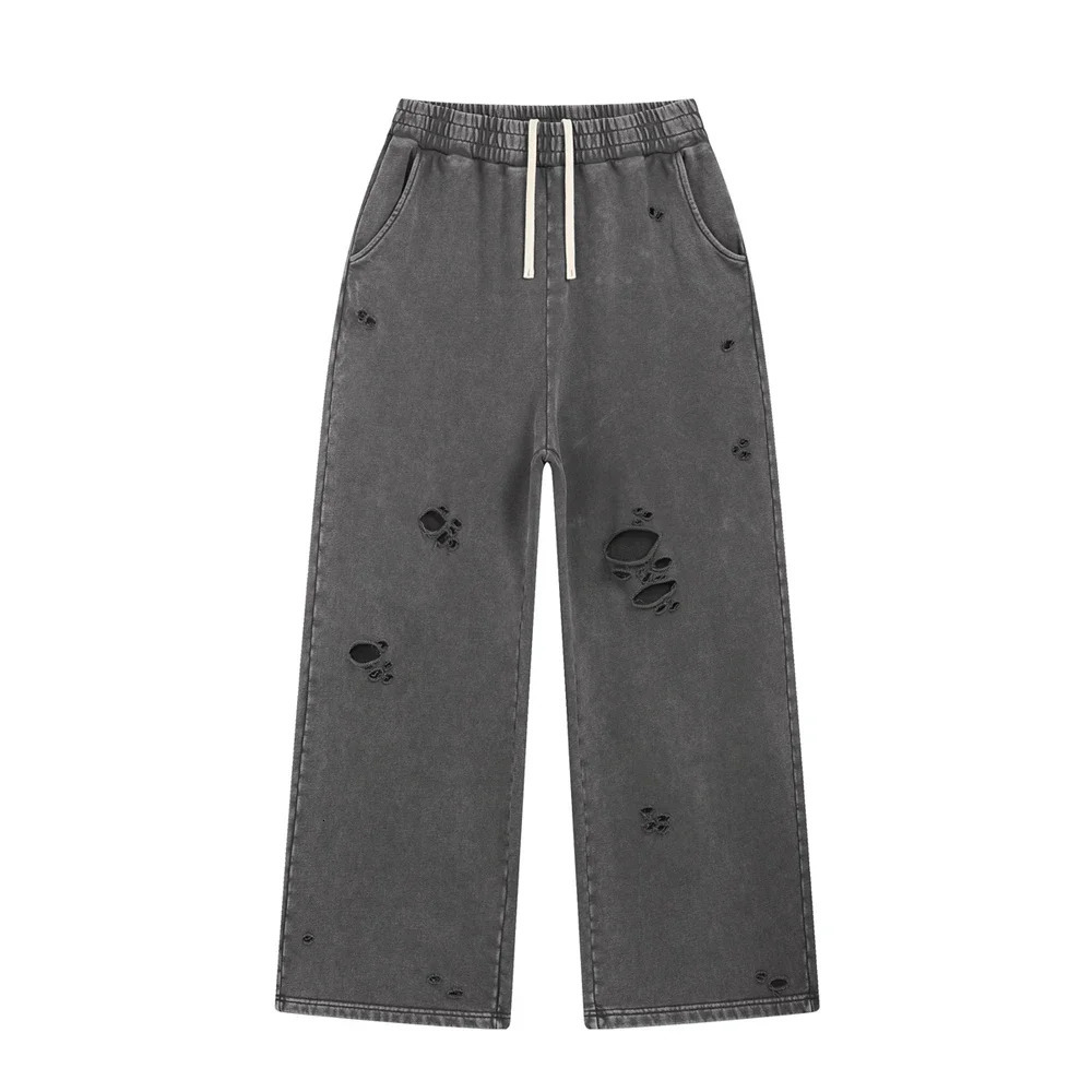 Elastic Waist Torn Pants Trousers with Frayed Ripped Holes for Women Men Distressed Grunge Y2k Goth Loose Sweatpants Streetwear 250616