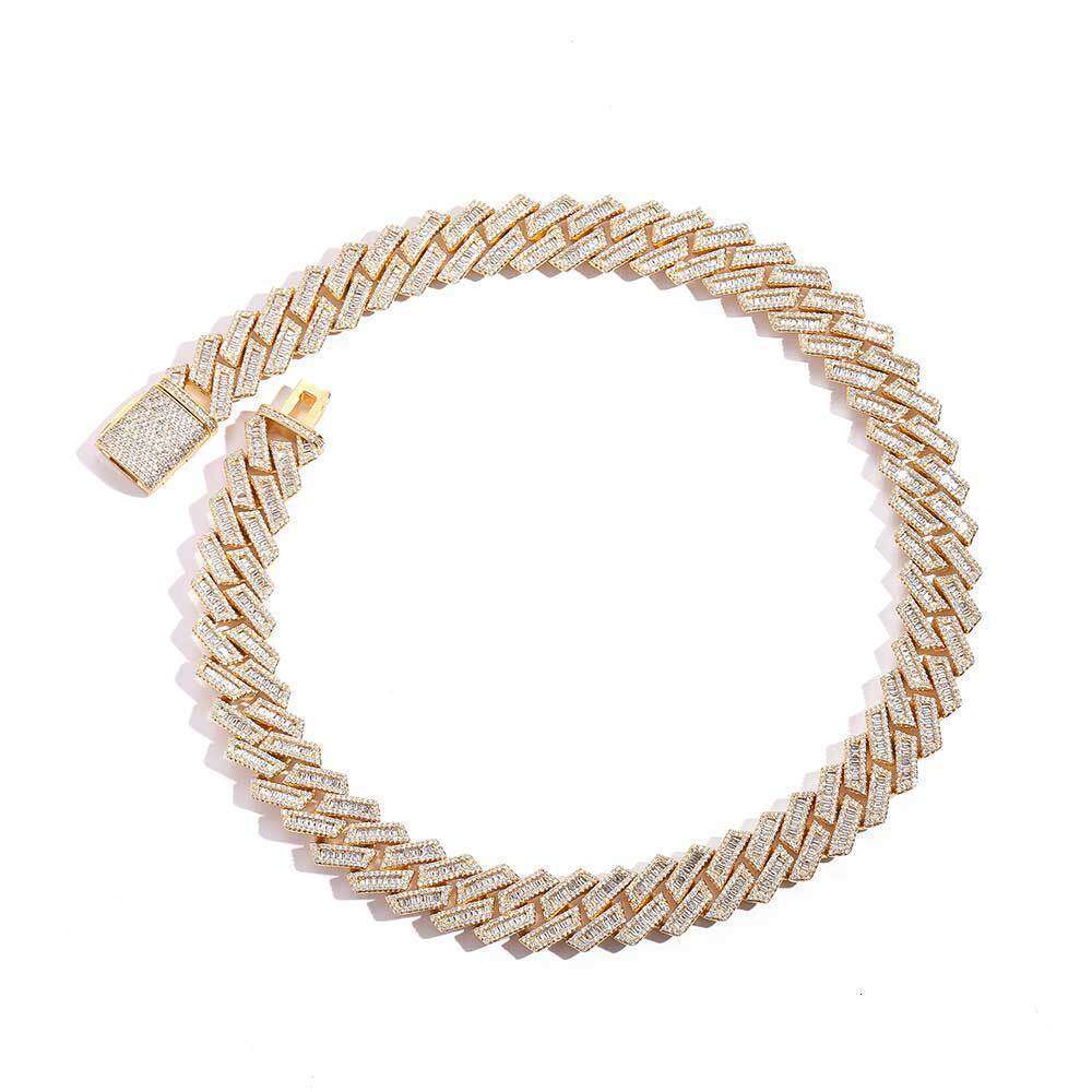 Hip Hop for Men 18mm Dia Cuban Chain Thick Zircon Necklace Trendy Brand Jewelry Men's Bracelet 1bd9