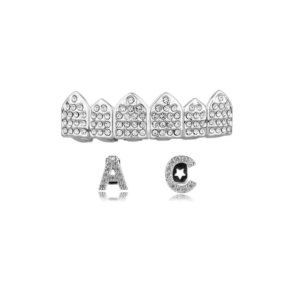Jin Ao Real Plated Eco-friendly Braces Cross Full Dia Gold Teeth Personality Combination Unisex Cool Tooth Jewelry