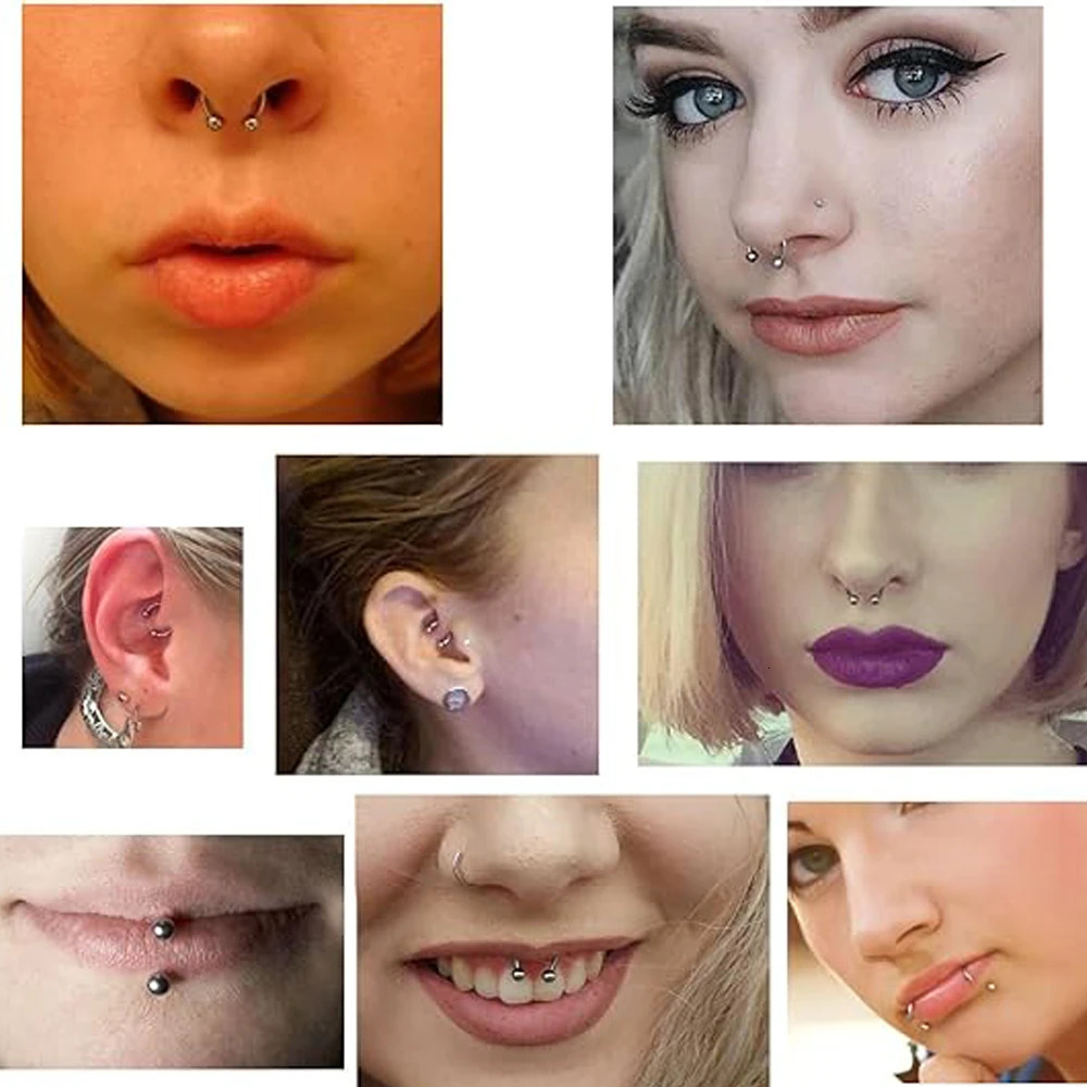 Lip Ring 32 Pieces Lip Stud Jewelry Monroe Lip Barbell Ring Snake Bite Hole Jewelry 16G Spiral Earrings Daisy Tragus Cartilage S 250617