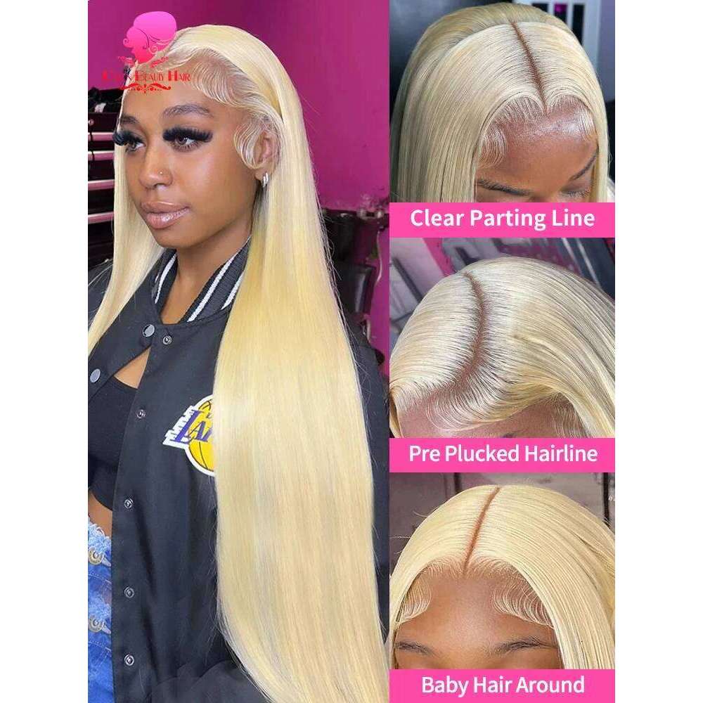 38 Inches 250 Density 360 Straight Frontal Wig 13x4 13x6 Blonde 613 Lace Front Human Hair Wigs For Women