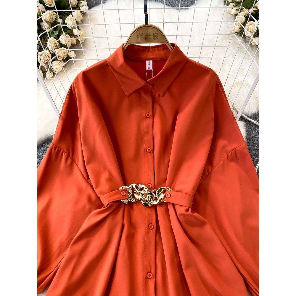 New Hong Kong Style Retro Chic Loose Tie Up Single Breasted Shirt For Spring Autumn Women's Casual Blouse Top A76