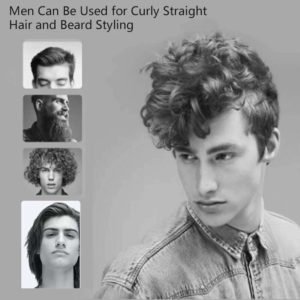 Straightener Small for Short Hair Pixie Cut Beard Thin Pencil Ceramics Flat Iron and U-shaped Splint Curler