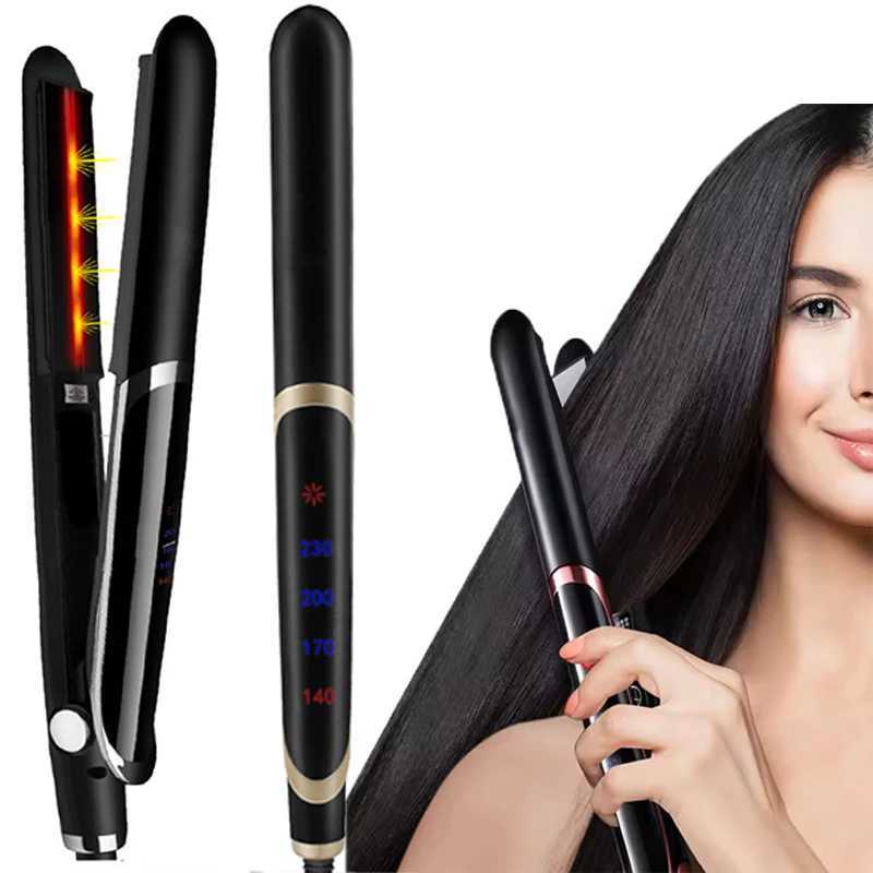 Infrared Straight Tourmaline Coating Or Ceramic Lcd Display Negative Ion Flat Iron Fast Straightening Hair Curler Flat IronsXJ250621