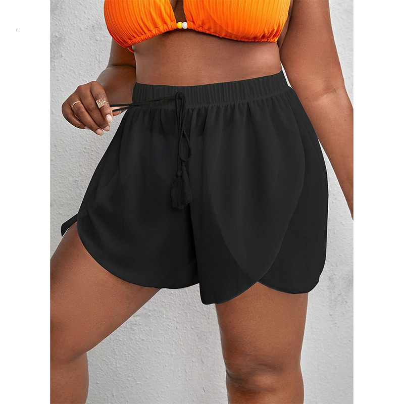 Free Shipping Designer Beach Pantsamazon Fashion 2025 Plus Size Beach Boxer Mesh Pants High Waist Bikini Sun Protection Swim Shorts For Women
