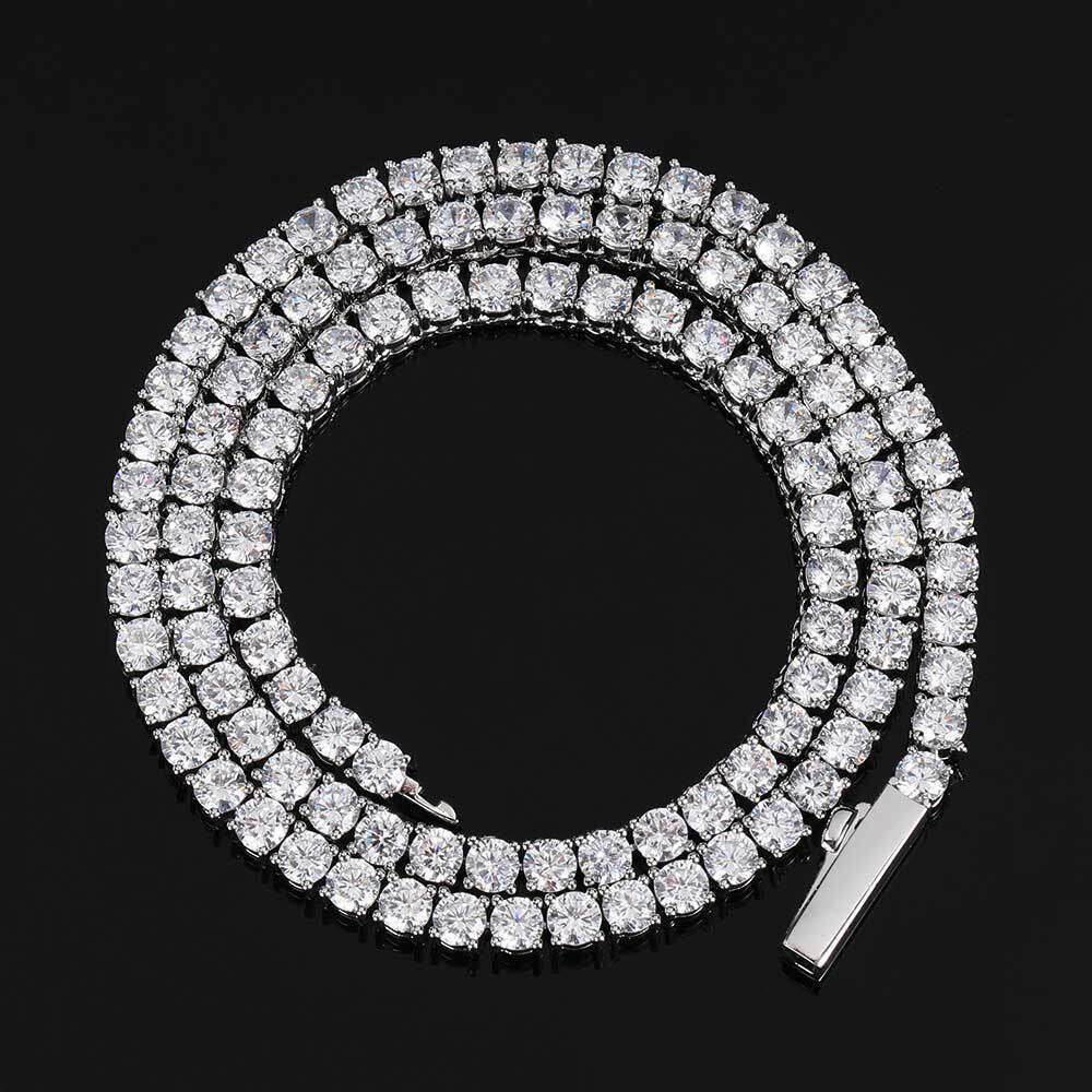 Trendy Spring Buckle Tennis Chain Zircon Single Row Dia Hip-Hop Men's Necklace Jewelry ba1b