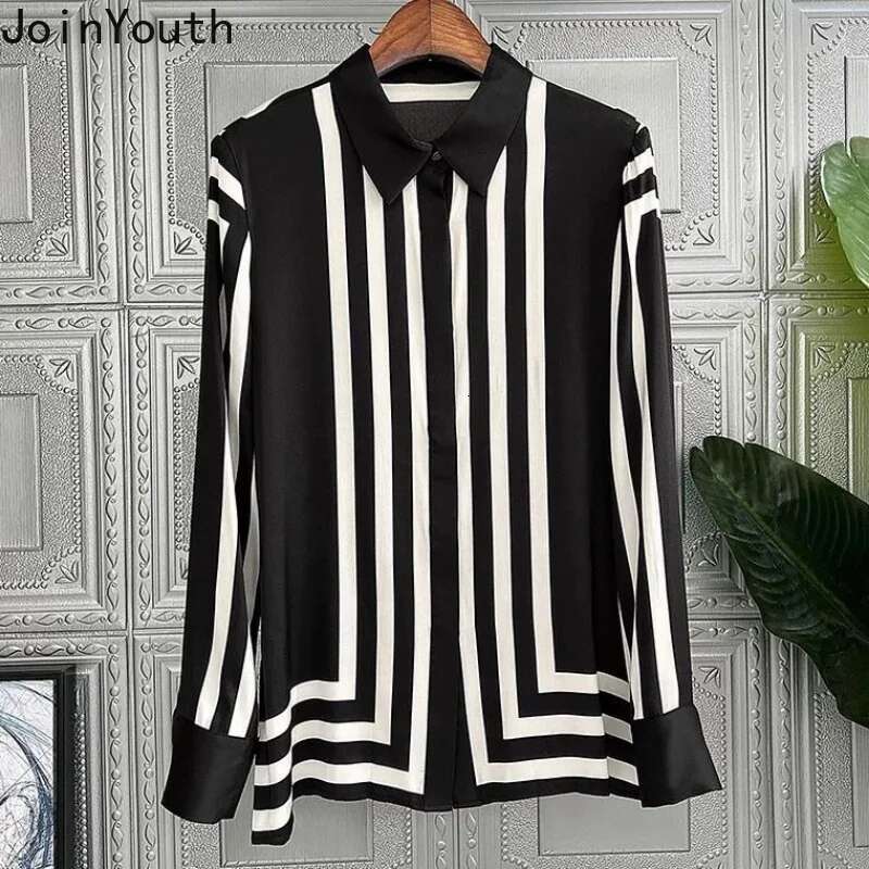 2025 Blusas Mujer De Moda Vintage Women Blouese Turndown Collar Long Sleeve Shirts Loose Striped Korean Chic Blouse Tops 27y557