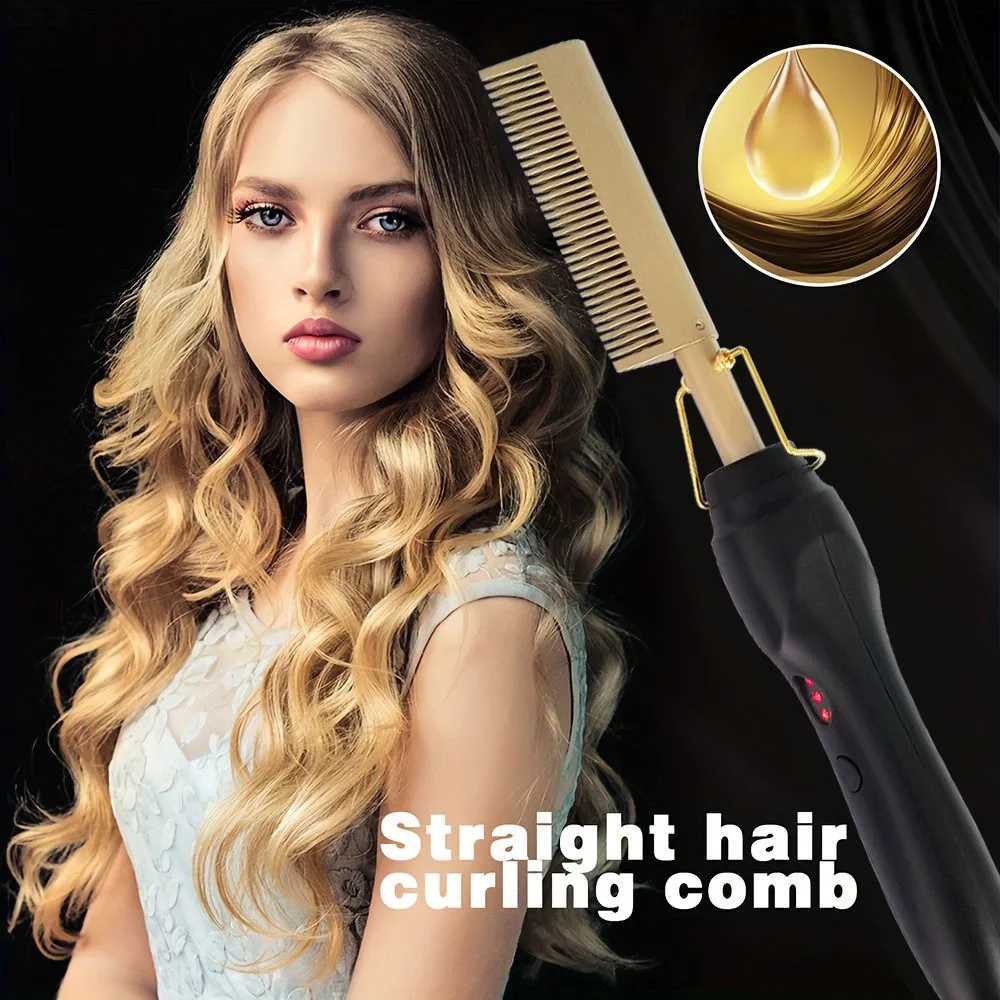 1Pcs 2-in-1 hot comb straightener electric hot comb fast heating portable travel anti scalding beard straightenerXJ250621