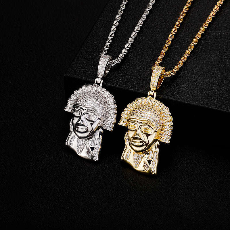 Fashion Pendant Ancient Egyptian Pharaoh Head Personality Hip-Hop Men's Trend Full Zircon Necklace