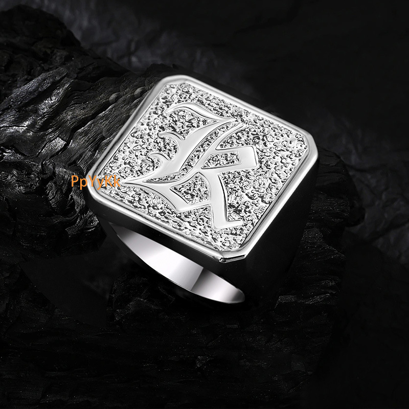 Bold Men's Diamond Inlaid Hip Hop Fashion Personalized Wide Band Ring Trendy Accessory