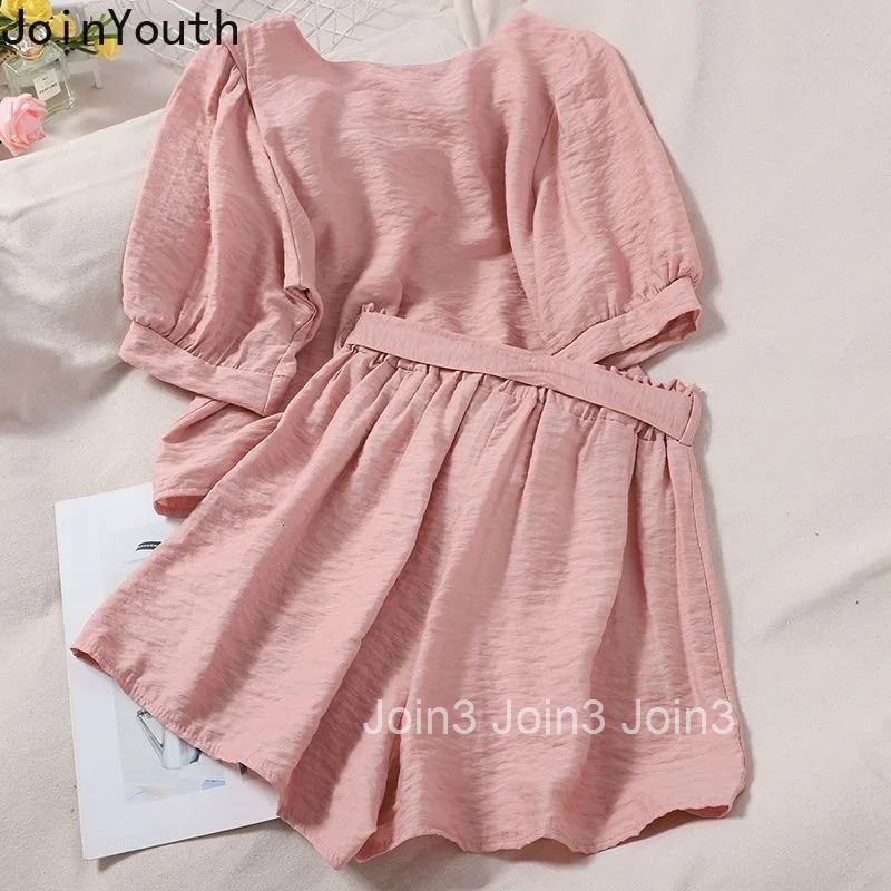 Summer Two Piece Sets 2025 Womens Clothing Square Collar Puff Sleeve Blouse Highi Waist Wide Leg Pants Outfits Temperament Set