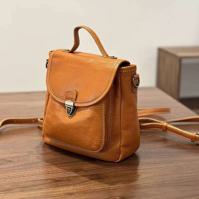 Johnature Genuine Leather Small Backpack 2025 New Casual Versatile Multi Functional Women's Shoulder Crossbody Bags