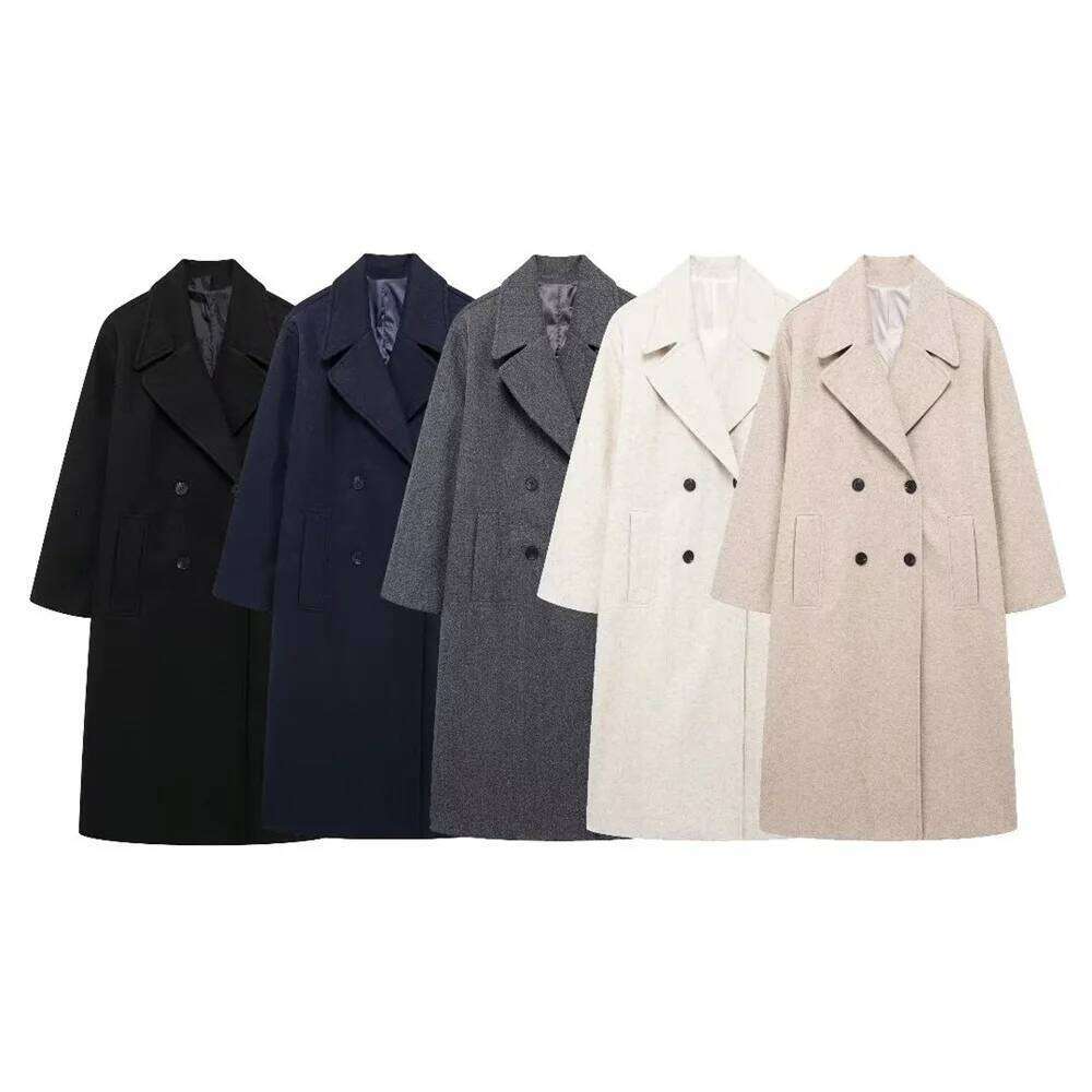 2024 RARF autumn new European and American style double breasted lapel long sleeved soft loose coat jacket