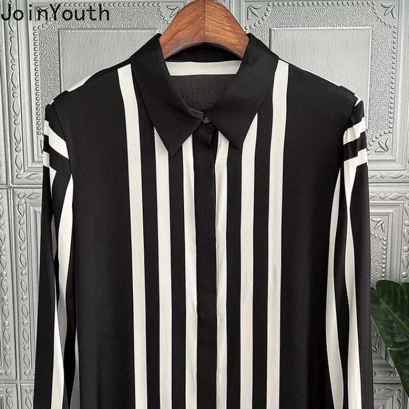 2025 Blusas Mujer De Moda Vintage Women Blouese Turndown Collar Long Sleeve Shirts Loose Striped Korean Chic Blouse Tops 27y557