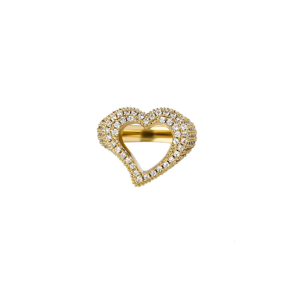 Hollow Heart Zircon Personality Hip-Hop Couple Ins Internet Celebrity Fashion Sense Ring