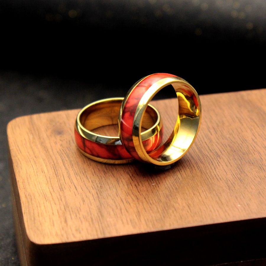 New Arrival Hip hop rings Luxury Personalized Gold Red Color Block Hip Hop Trendy 3D Design Ring