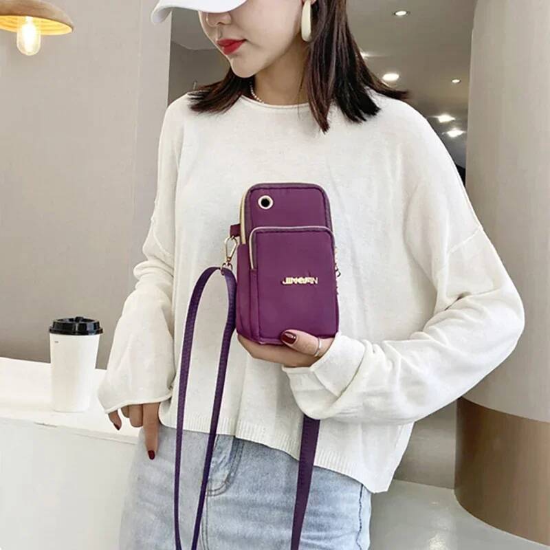 DHGM Mobile Phone Women's Crossbody Mini Bags Fashion Mom Mommy Coin Neck Hanging Running Cover Shoulder Bag 3 Layer Wallet