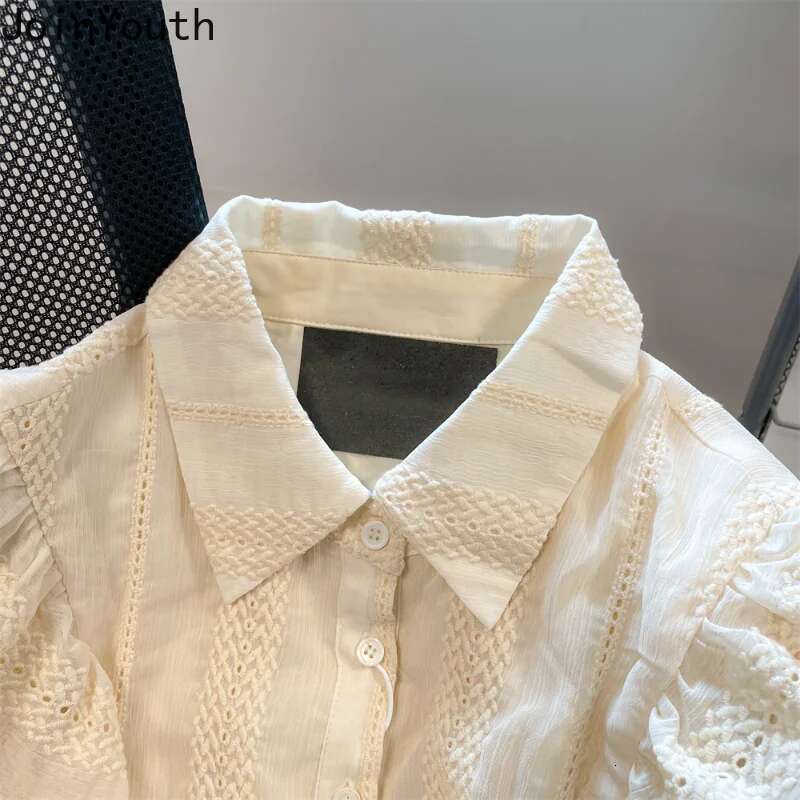 Sweet Crop Tops Flying Sleeve Summer Blouses for Women 2025 Blusas De Mujer Ruffles Loose Shirts Fashion Vintage Tunic Blouse