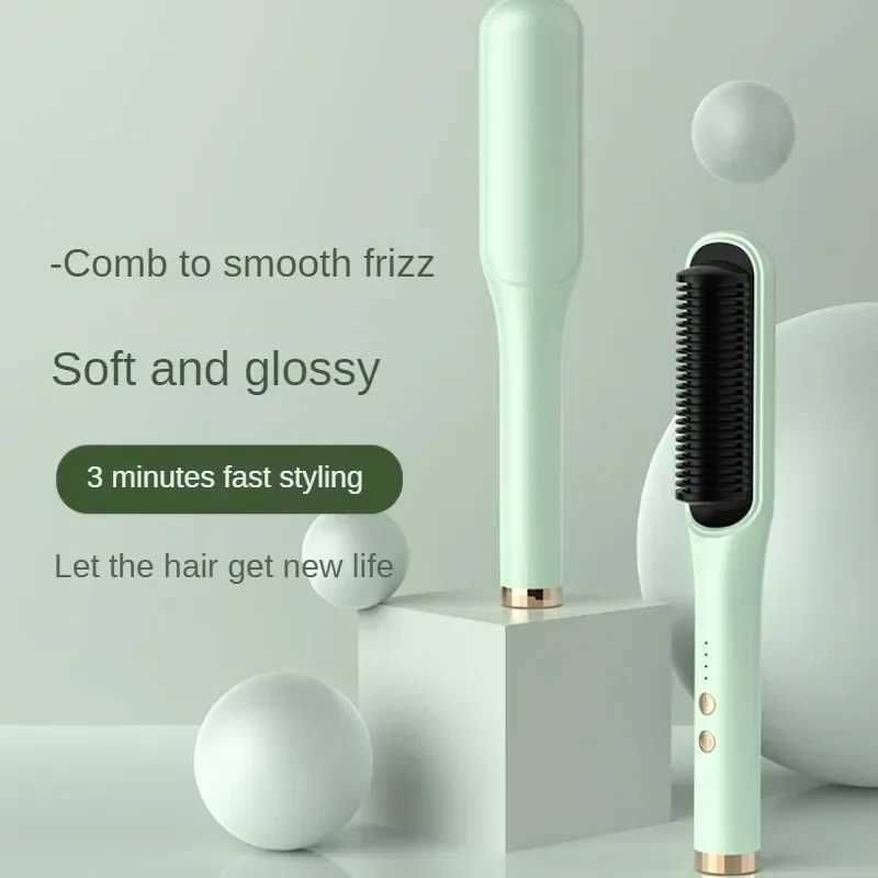 3 in 1 Electric Hot Heating Comb Hair Straightener Professional Mini Ceramic Brush Hair Straightener Brush Hair Styling ToolXJ250621