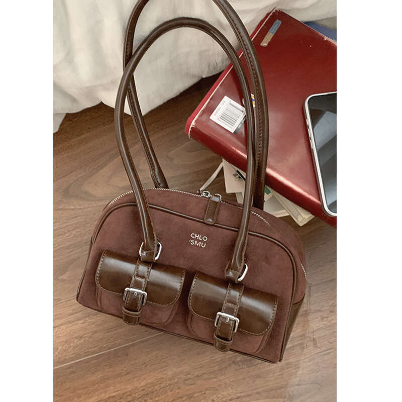 designer bag Niche Underarm for Women, Autumn 2024 New Simple Handheld Bowling Bag, Large Capacity Commuter Bag