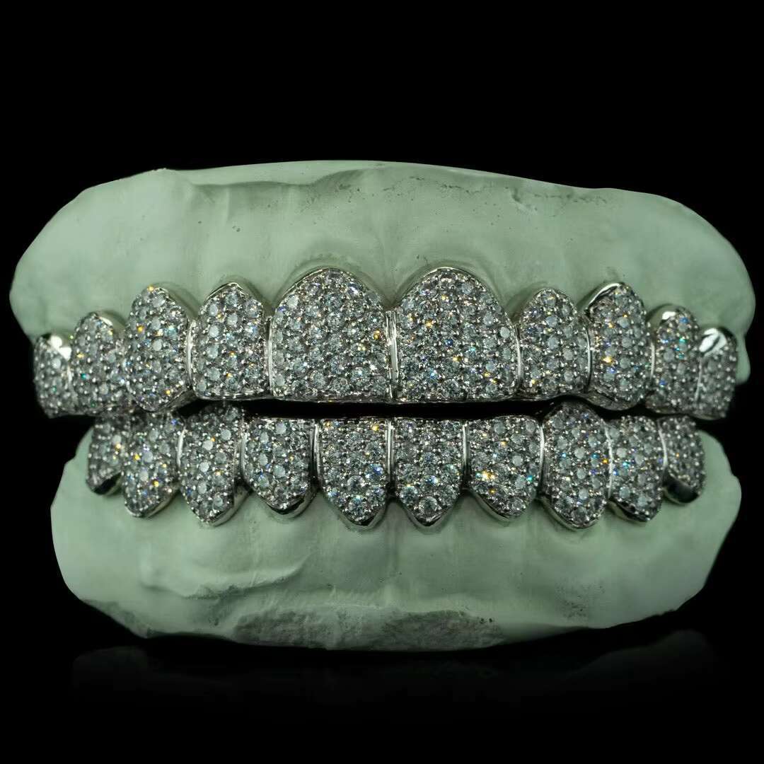 Custom Fit 925 Sterling Silver Fully Bustdown Zig Zag Setting Hip Hop Iced Out Moissanite Grillz