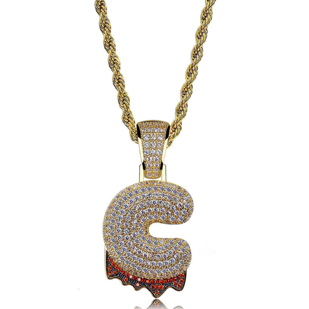 Hip Hop Personality Lava Rock English Letter Pendant DIY Splicing Micro Pave Zircon Men's Trendy Necklace
