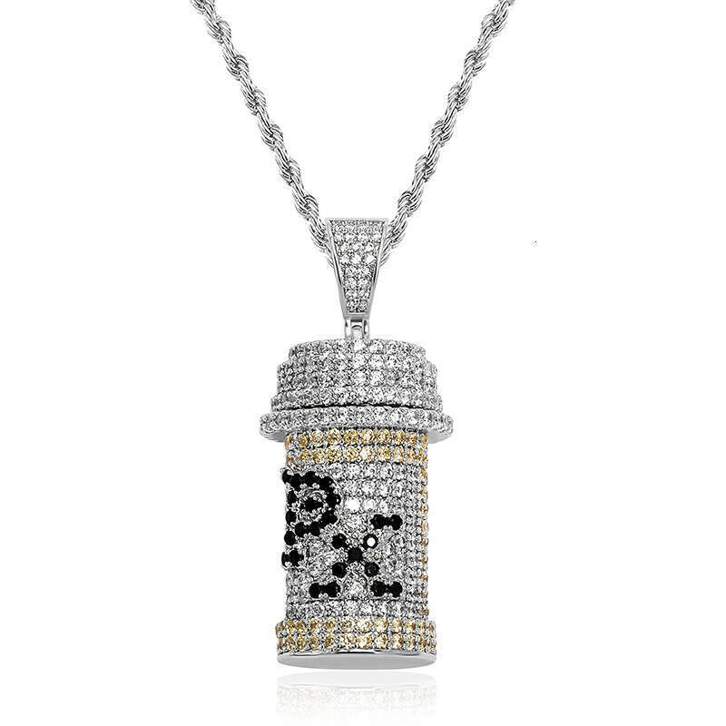Poison Jar PX Personality Pendant Micro Paved Zircon Unisex Hip Hop Trend Necklace