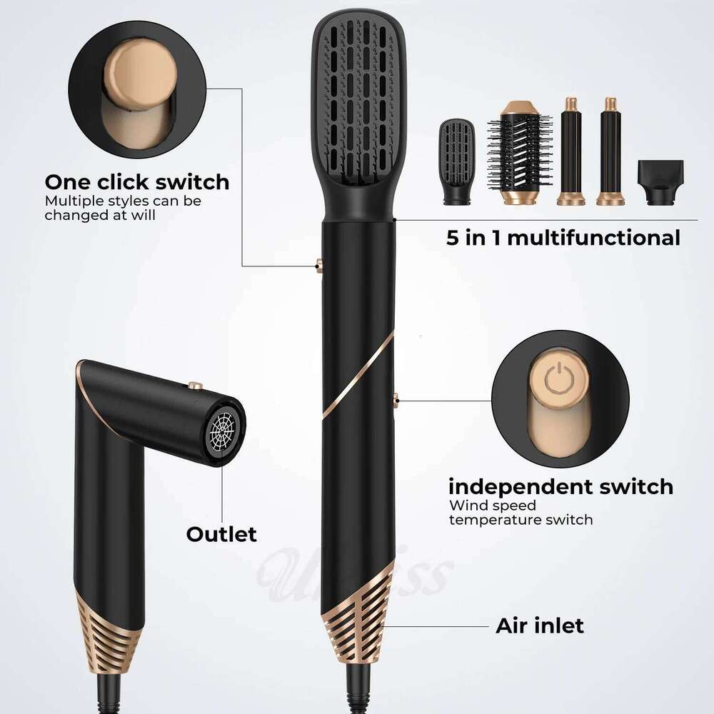5 In 1 Hot Foldable Styler Electric Hair Heating Brush Air Curling Iron Wand Folding Blow Dryer Hairbrush