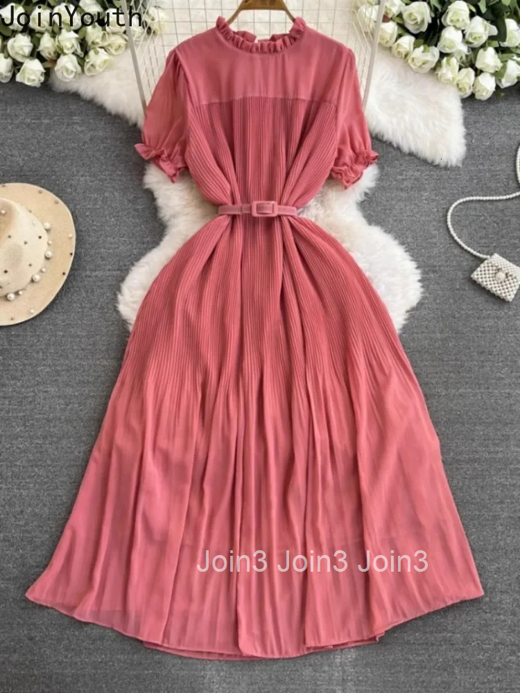 Elegant Vintage O-neck Chiffon Dresses Summer New Black Dress for Women Y2k Mid-length Slim Waist Korean Vestidos De Mujer 2025