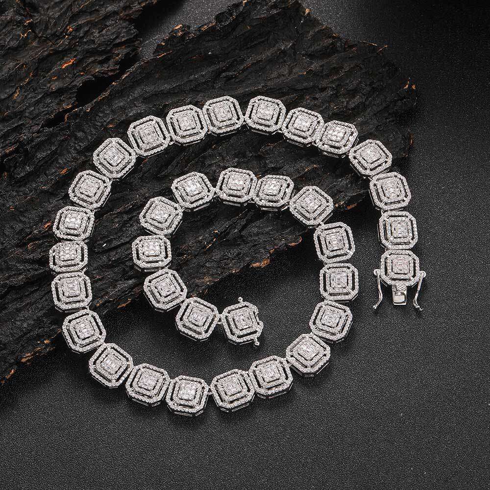 Hip Hop for Men 13mm Mixed Zircon Ice Sugar Chain Trendy Brand Personality Men's Necklace Jewelry 2417