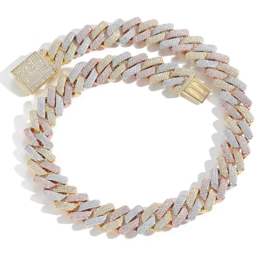 20MM Box Clasp Miami Heavy Craft Bar Cuban Chain Full Zircon Hip Hop Men's Necklace 05f9