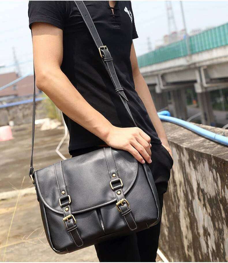 Korean Style Shoulder Retro Crossbody Bag Leather Male Sling Men Messenger Bags