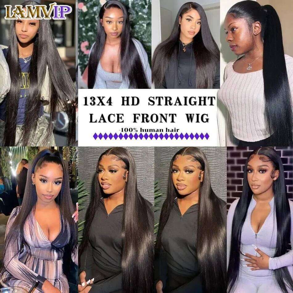 36 Inch 250% 13x4 13x6 Hd Lace Frontal For Black Women 4x4 Closure Human Hair Bone Straight Remy Glueless Preplucked Wig