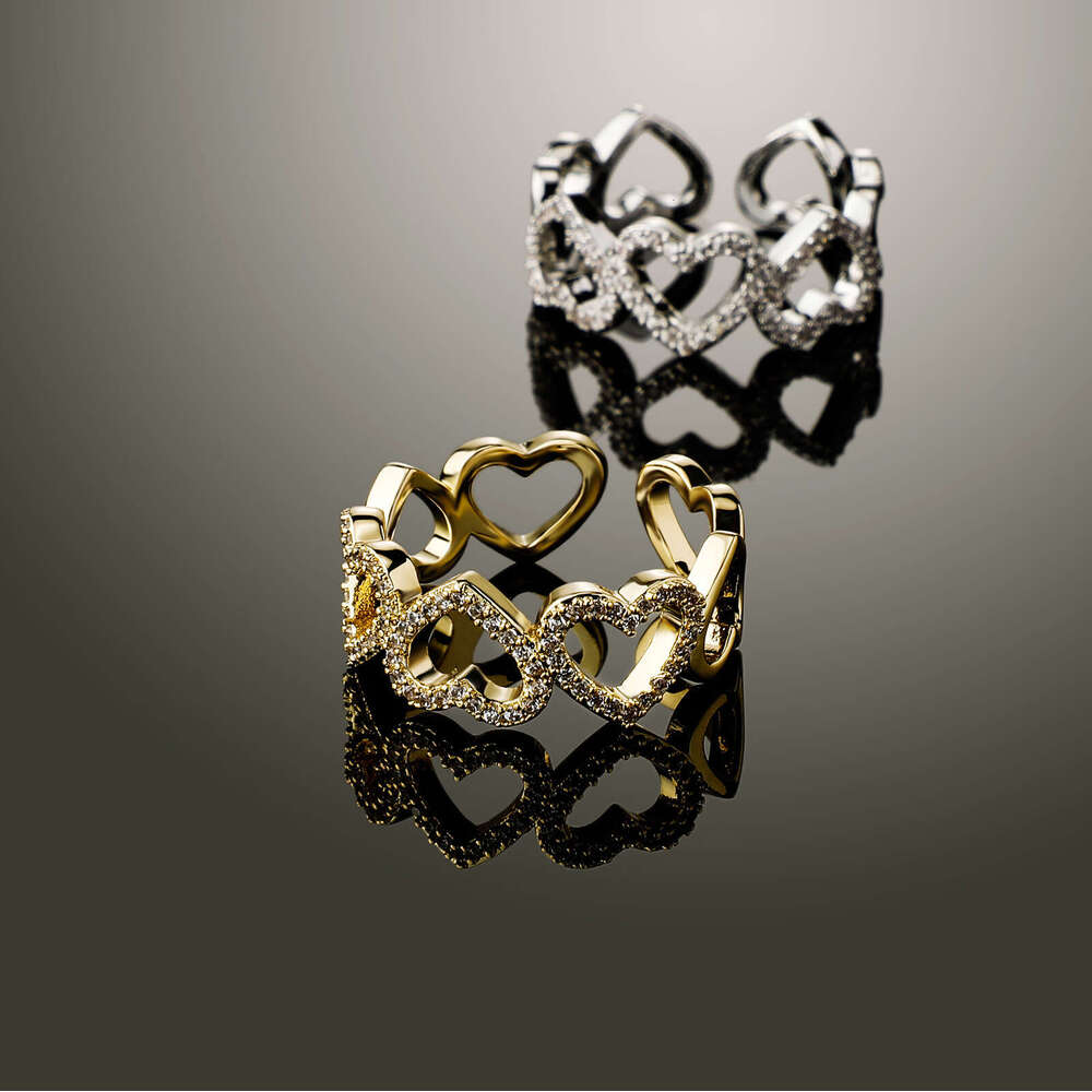 Similar Hollow Heart Zircon for Women, Simple and Elegant Open Ring, Fashionable Index Finger Ring