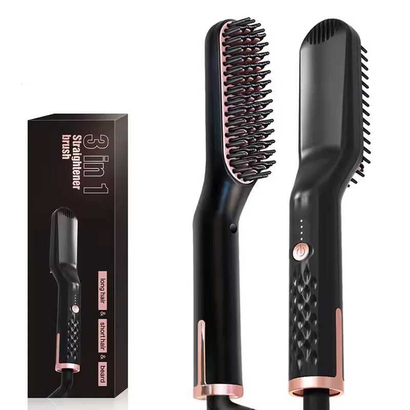 3 in 1 Quick heat Hair styling straightening comb PTC heater Electric hair straightener Beard straightenerXJ250621