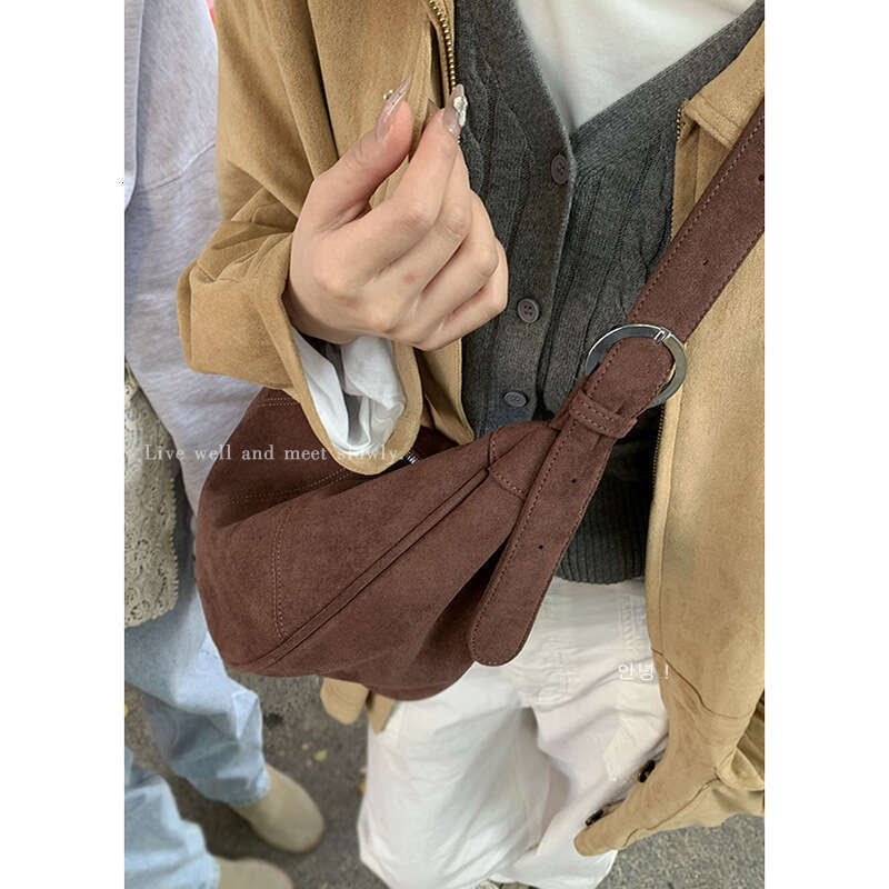 Deerskin Crossbody for Women, Autumn designer bag Winter 2024 New Korean Style Simple Dumpling Bag, Versatile Shoulder Underarm Bag