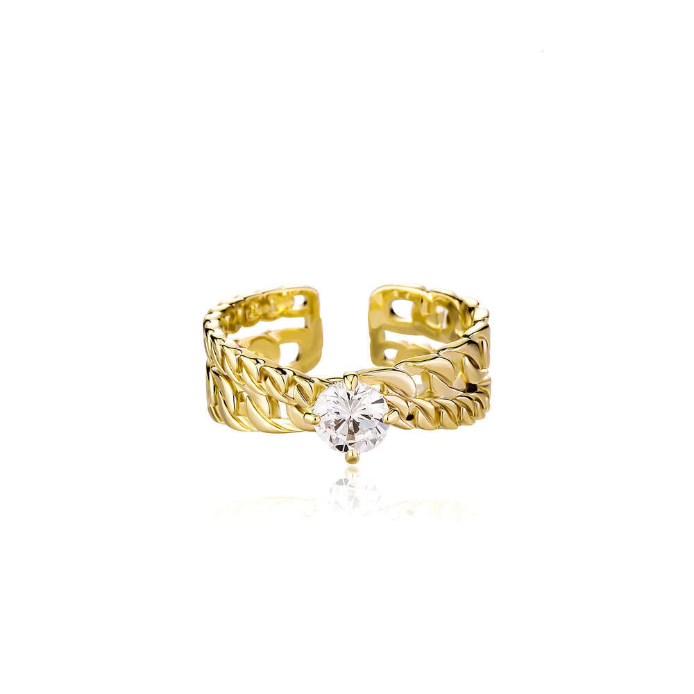 Hip Hop INS Style Cuban Full Diamond Open Index Finger Unisex Simple Fashion Ring