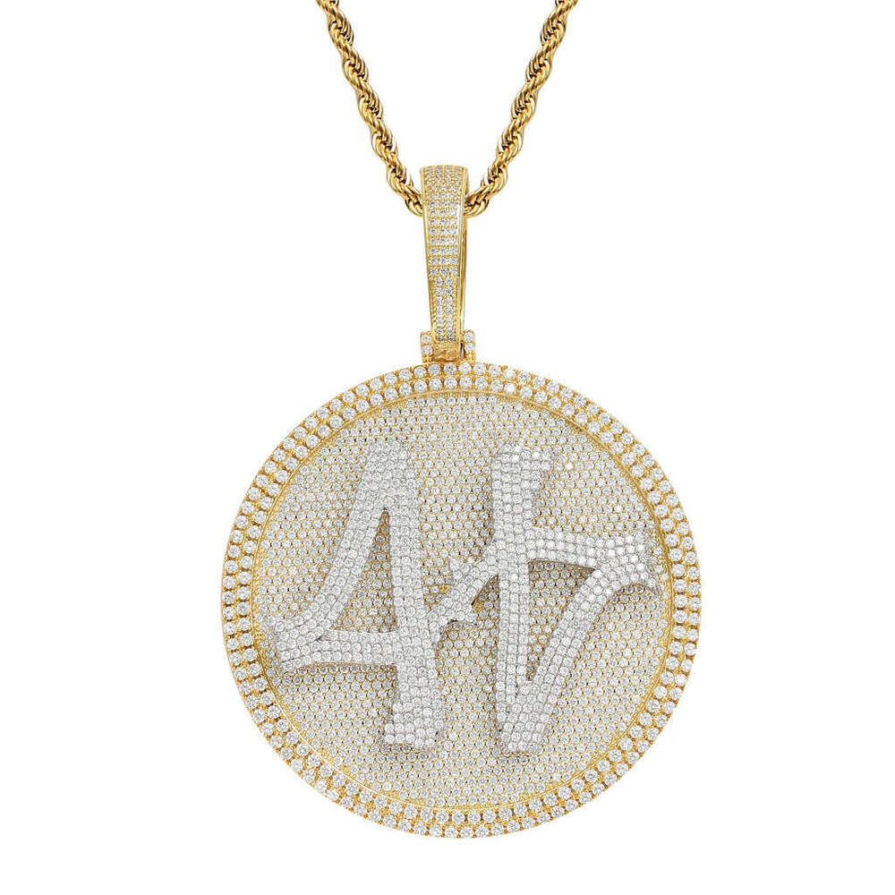 Necklace for Men 44 Rotatable Large Turntable Heavy Craft Micro-inlaid Zircon Solid Trendy Men's Hip-hop Pendant 82ff